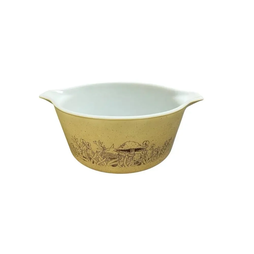 Pyrex Tan Forest Fancies Mushroom Casserole Dish Bowl 474-B 1.5 Liter No Lid
